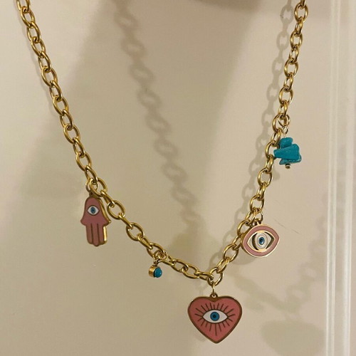 Steel necklace new with charms