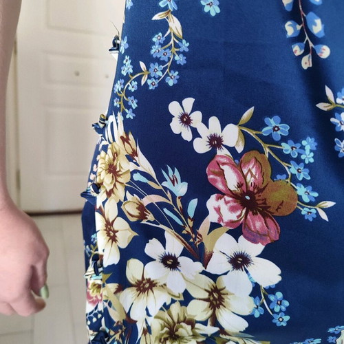 Satin maxi dress floral dark blue size L like new