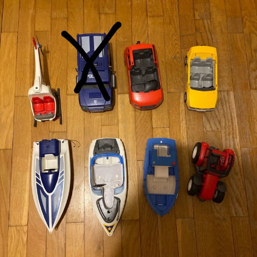 Playmobil used vehicles police, boat, helicopter, tractor