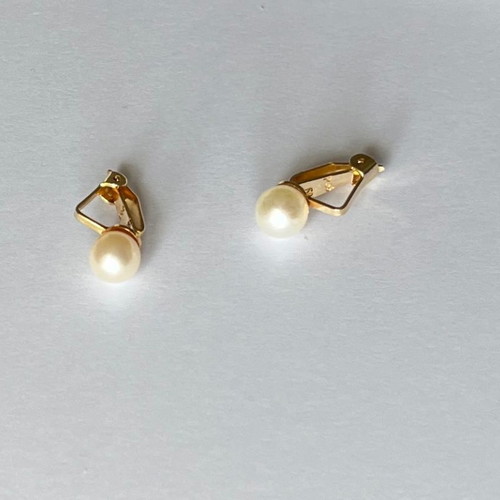 Gold clip earrings with 14k pearls new