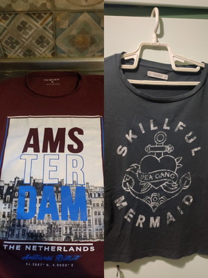 Set of 2 medium short-sleeve Primark t-shirts gray and red new