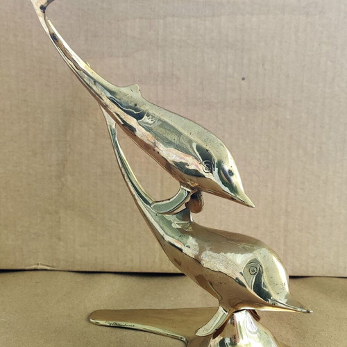 Brass decorative statue Dolphins like new