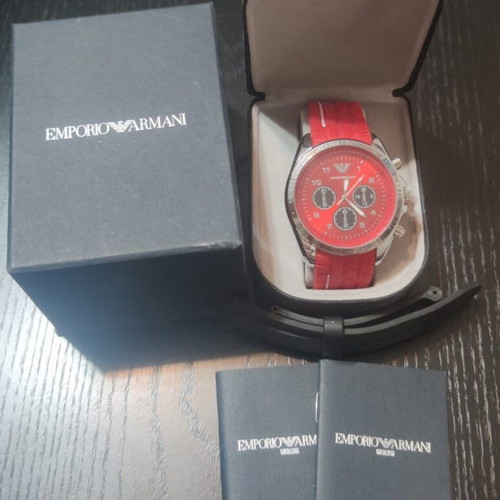 Armani Exchange Waterproof Wristwatch Unisex Stainless Steel Red