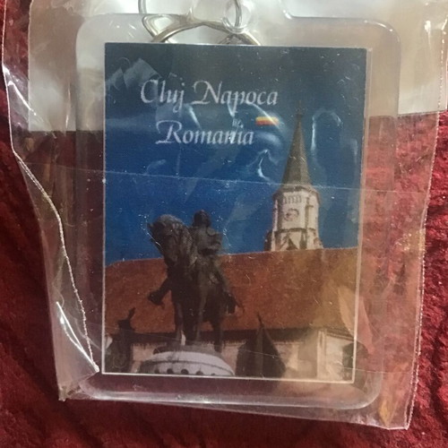 Kluj Napoca Romania keychain, blue colorful