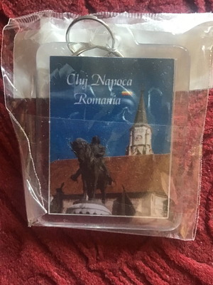 Kluj Napoca Romania keychain, blue colorful