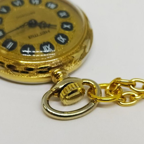 Pocket watch Herma Antichoc 1950-60 used, winding, gold-plated