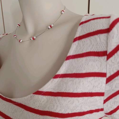 Stradivarius Spring Mini Dress With Long Sleeves In White And Red Like New