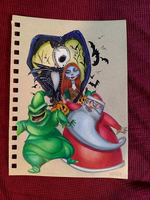 Handmade ζωγραφια Nightmare Before Christmas με Faber Castell Polychromos σαν καινούργιο