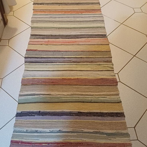 Traditional handmade woven rag rug like new 270x70cm
