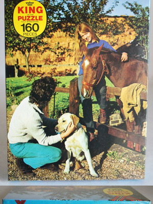 Vintage 70's King Puzzle horse and dog 160 pieces sealed new