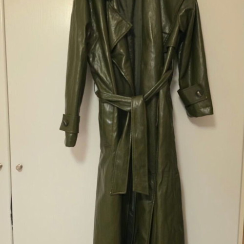 Trench coat Vassia Kostara like new, eco leather, green, size S/M