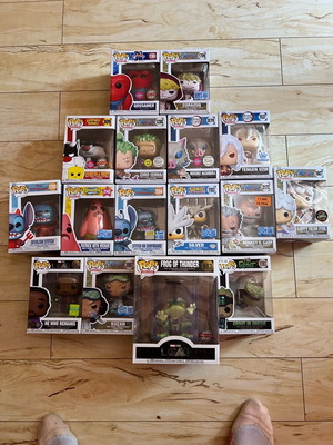Funko Pop! figures new, One Piece, Demon Slayer, Marvel, Spongebob, Looney Tunes, Stitch
