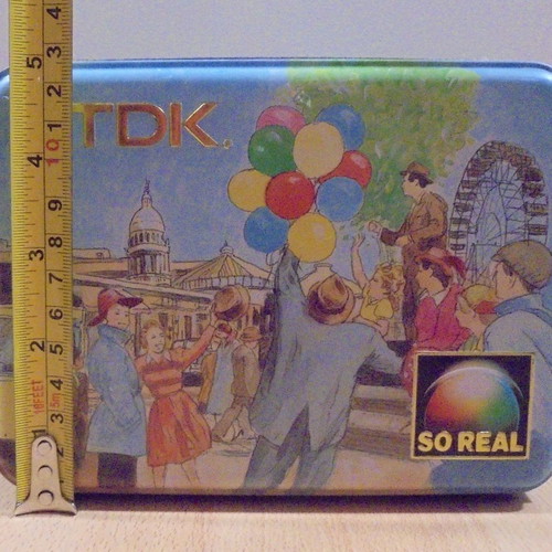 TDK old metal audio cassette storage box used