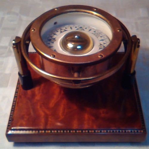 Sestrel brass compass used with wooden base