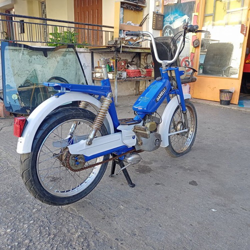 Garelli moped used, 1970s, blue, pedal-powered, automatic