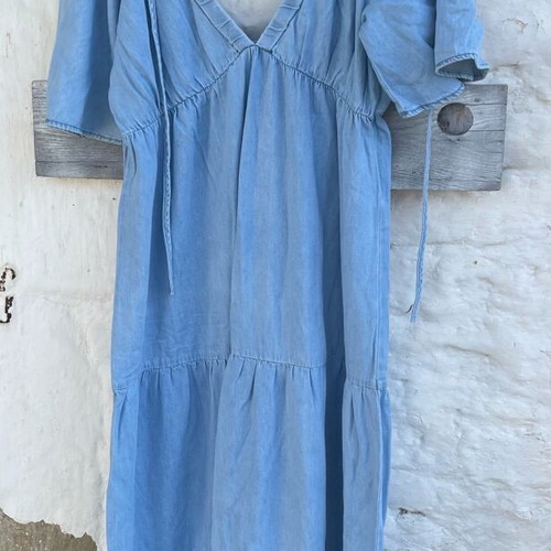 Denim long peasant dress new, Primark, blue turquoise