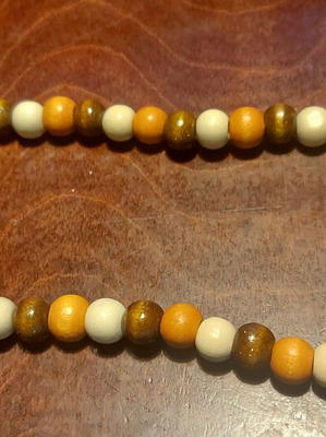 Handmade necklace with large and small wooden discs, multicolored, new