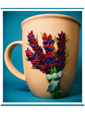 Handmade mug with flower bouquet new