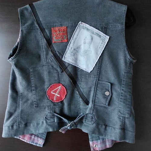 Vintage Nikos Apostolopoulos Women's Denim Vest used, gray acid wash