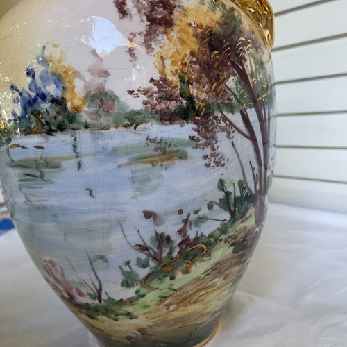 Italian porcelain vase antique used, hand-painted