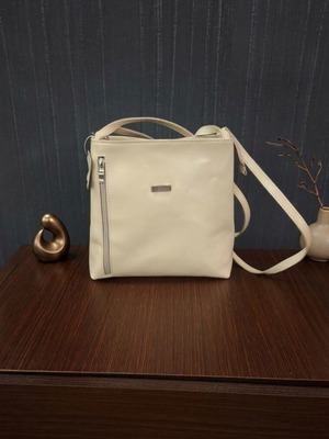 J.K. Leather Shoulder Bag new, beige, 24x22 cm