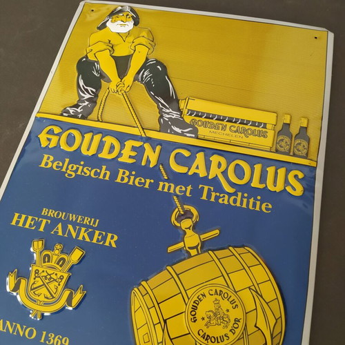 Gouden Carolus Beer Advertising Metal Sign 29x39 cm like new