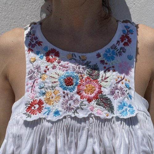 See by Chloé white dress with colorful floral embroidery like new