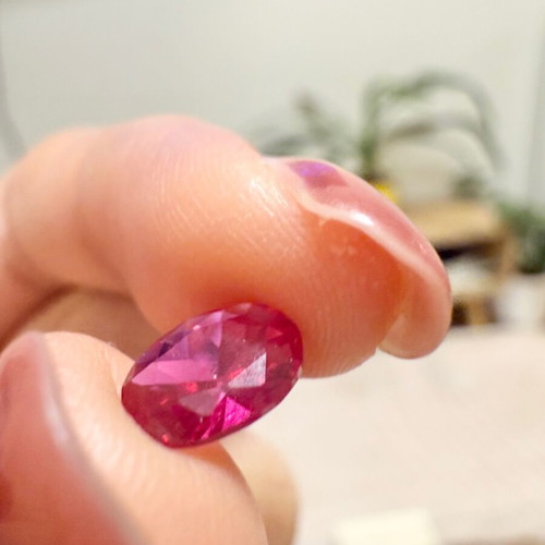 Ruby stone 6x8mm new, cultivated, pinky red