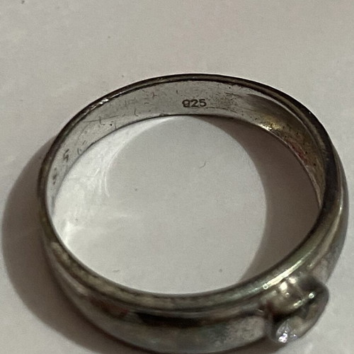 Silver ring with heart-shaped strass used