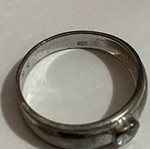 Silver ring with heart-shaped strass used