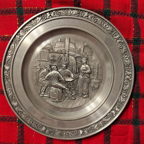 Decorative Wall Plate used, iron vintage cellar scene