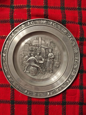 Decorative Wall Plate used, iron vintage cellar scene