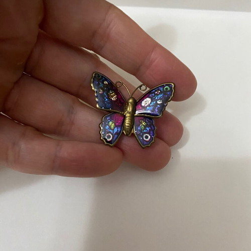 Metal butterfly pin new with iridescent multicolor enamel