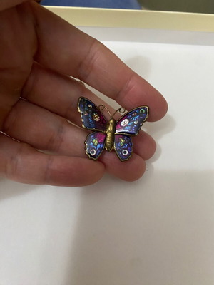 Metal butterfly pin new with iridescent multicolor enamel
