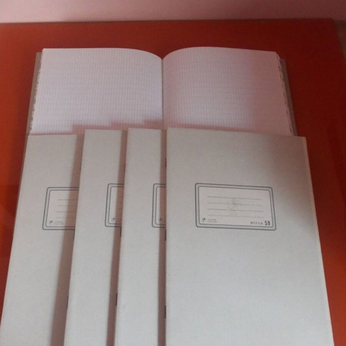 Practical quadrille notebooks like new, pack of 5, 25x35 cm, 50 sheets