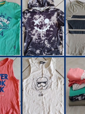 Summer t-shirts pack of 5 used, sizes 146-152 cm, colorful
