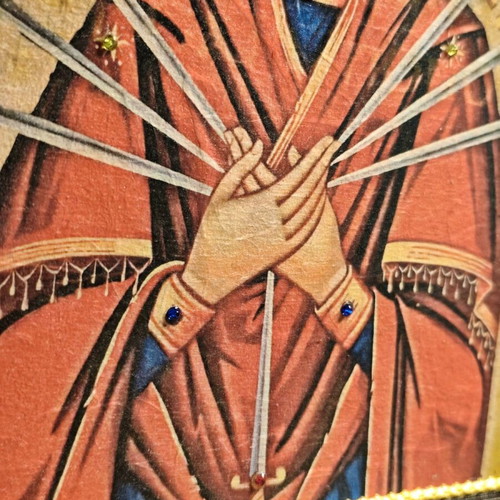 Religious icon Panagia of the Seven Swords handmade, new