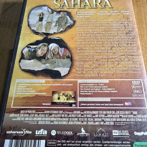Sahara DVD like new, action adventure with Matthew McConaughey