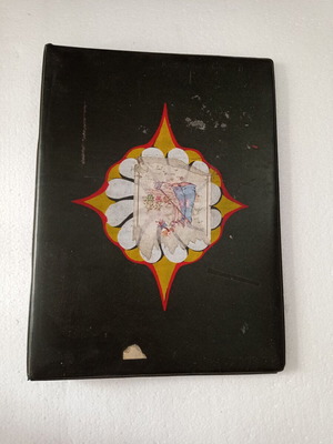 Vintage small filing folder used with stuck stickers