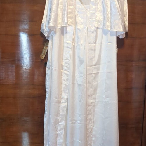 Satin maxi set robe and nightgown like new, white, Roza XL