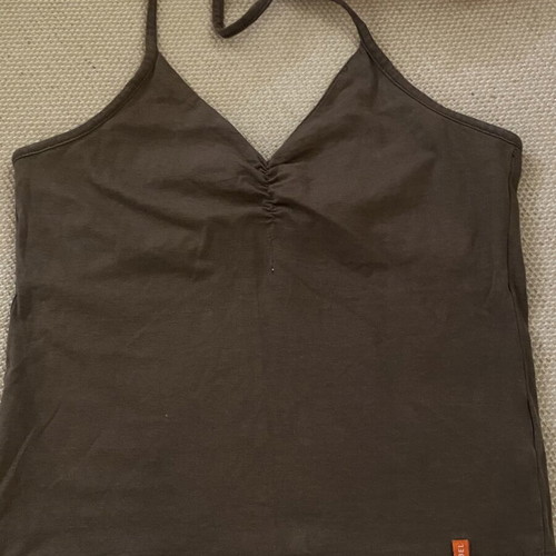 Top khaki halter neck used, fits small and medium