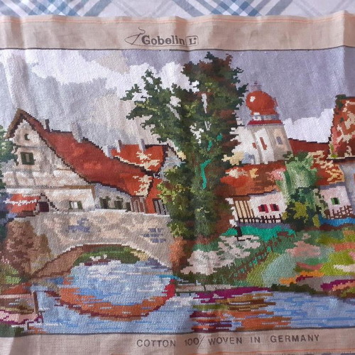 Embroidered textile painting without frame
