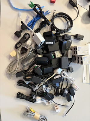 Telephony splitters, filters, and RJ11 cables used set
