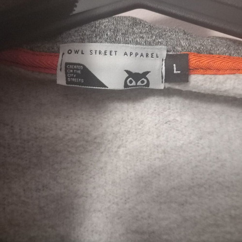 Owl sweatshirt used, gray, size L, cotton, warm fleece inside