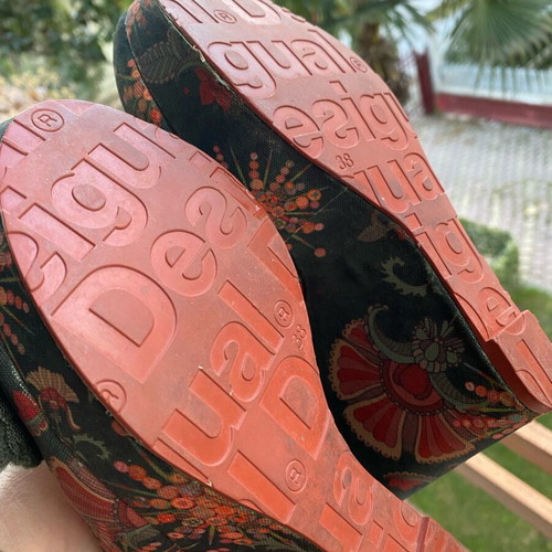 Desigual platform sandals 12 cm new, green and orange