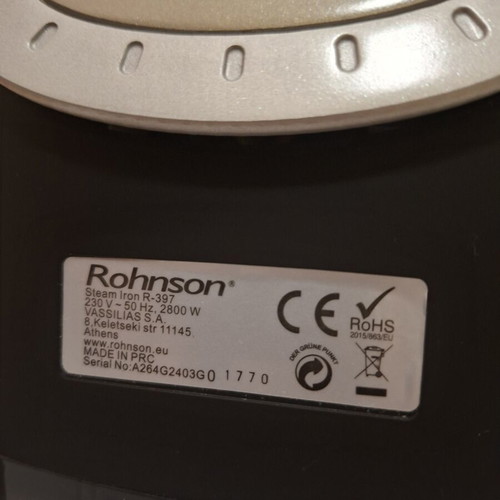 Rohnson Steam Iron R-397 with Smart Temp Technology new