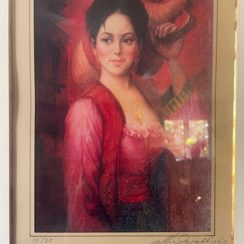 Botis Thalassinos Numbered Lithograph “Woman with Jug” like new with frame