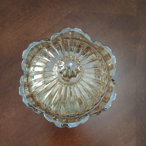 Iridescent crystal fondue pot in excellent condition