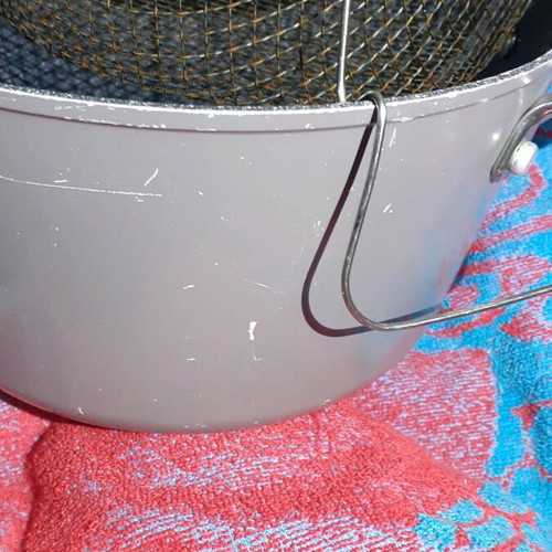 Neoflam Aluminum Fryer Pot 24 cm used with glass lid and basket