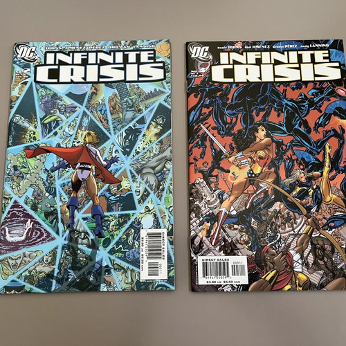 Infinite Crisis #1-7 comic books with George Perez covers
